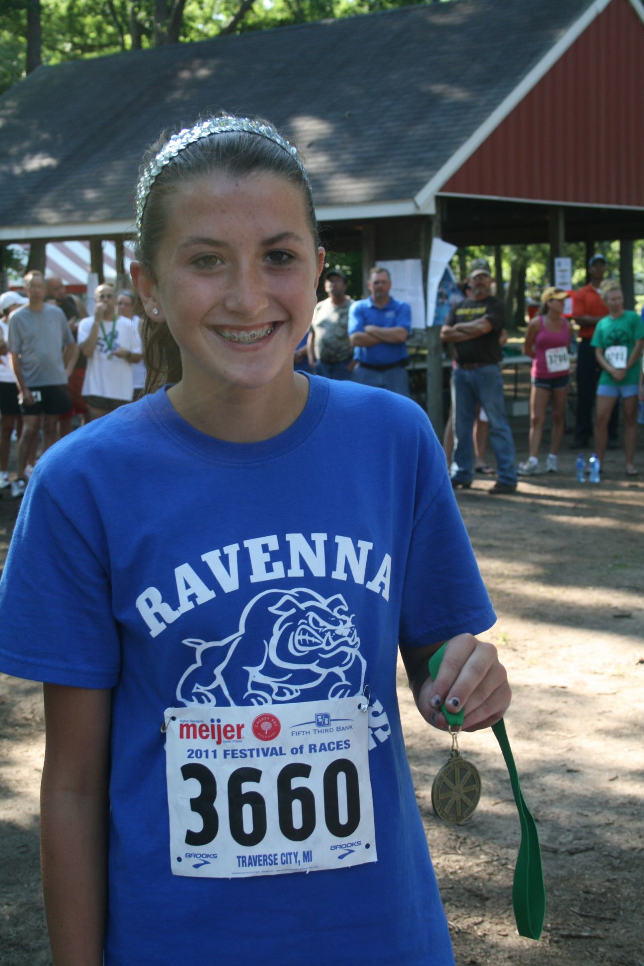 Girl in blue with runner number